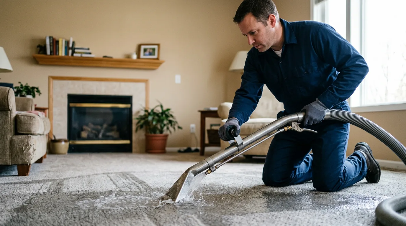 Water damage restoration technician working near Webb City, MO
